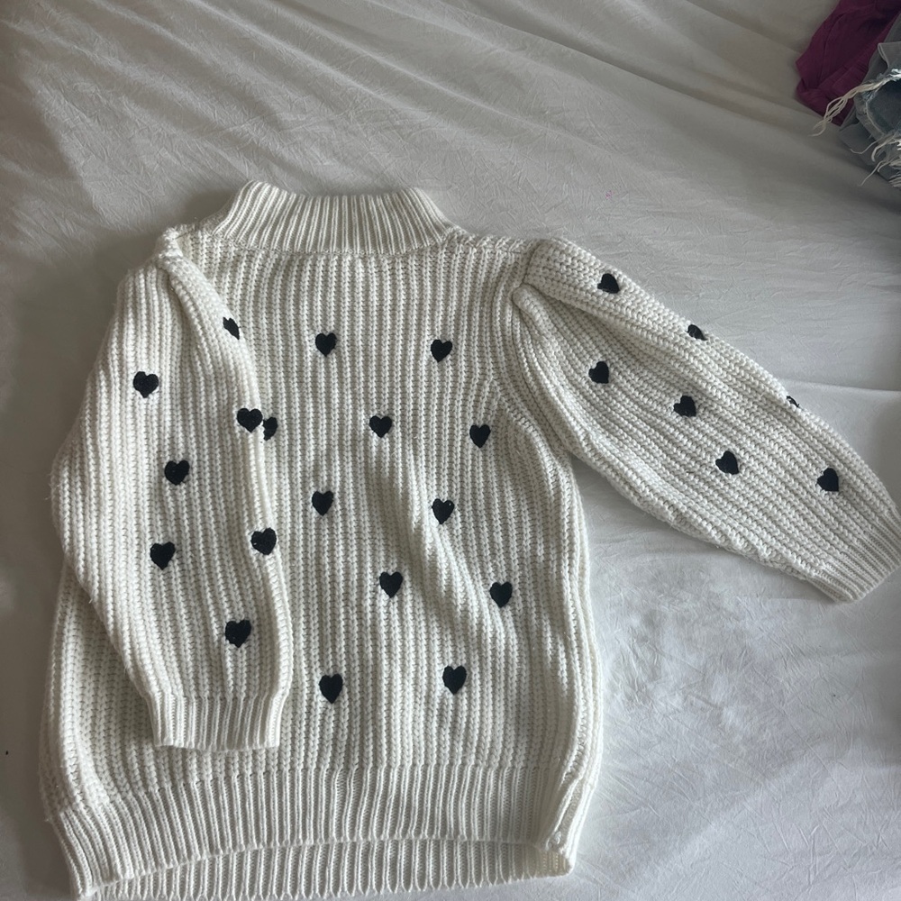 Anthropologie Black and White Cowl Neck Sweater with Polka Dots